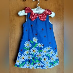 Counting Daisies Blue/Red/White/Yellow/Green Colorful Ladybug/Daisy Dress 24M